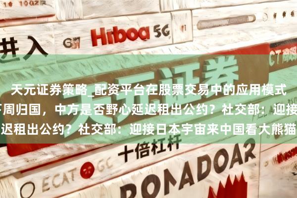 天元证券策略_配资平台在股票交易中的应用模式 临了两只旅日大熊猫下周归国，中方是否野心延迟租出公约？社交部：迎接日本宇宙来中国看大熊猫
