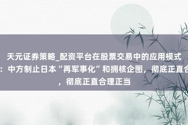 天元证券策略_配资平台在股票交易中的应用模式 商务部：中方制止日本“再军事化”和拥核企图，彻底正直合理正当